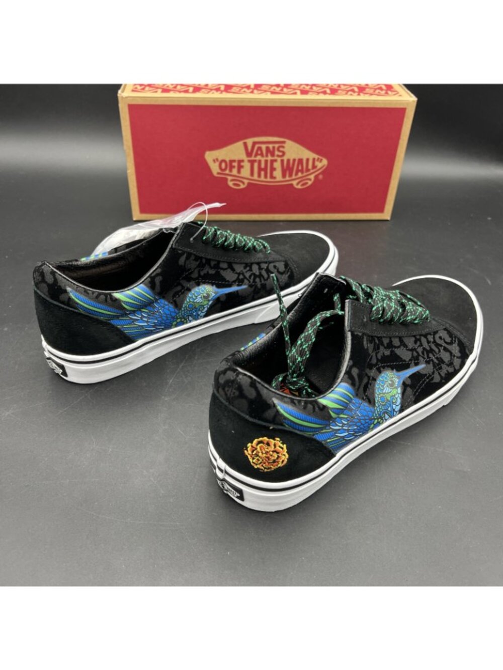 Vans Old Skool Dia de los Muertos Hummingbird Skate Shoe M9 W10.5 Black Blue NEW - Picture 6 of 16